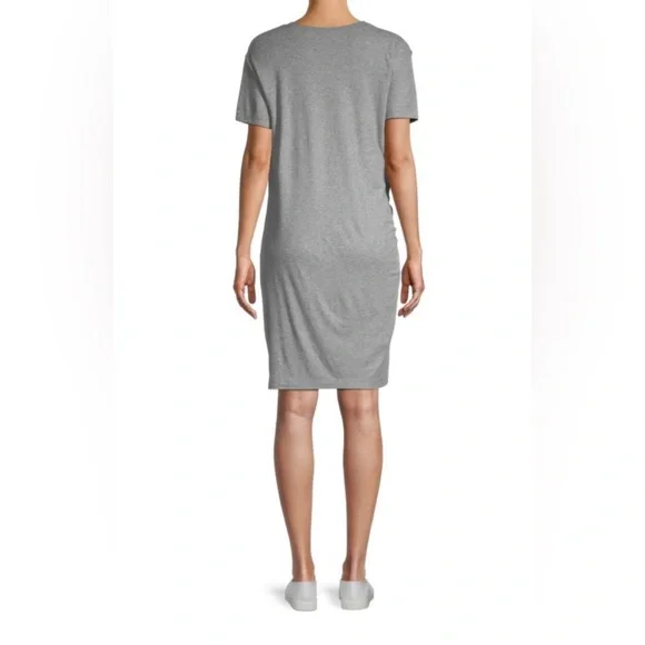 Vince Gray and White Sheath Dress Short Sleeve Crew Neck - Picture 3 of 8